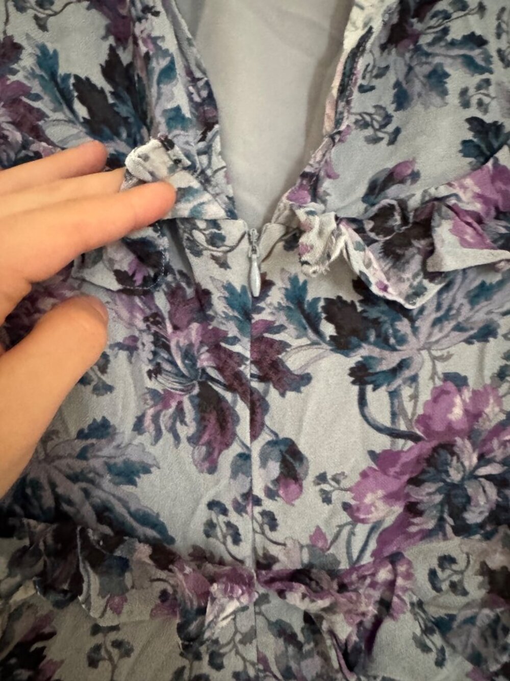 Sundance Blue Floral Dress – Size Small | High Neck Ruffle | Boho Romantic - Picture 6 of 9